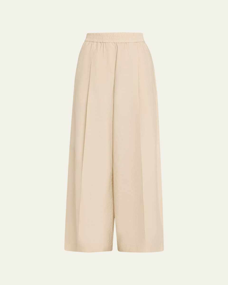 Techno Popeline Wide-Leg Slit Track Pants